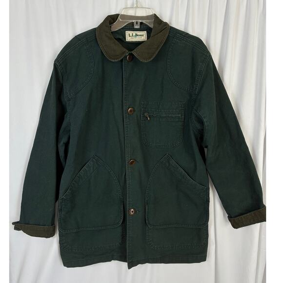 VTG LL Bean Chore Barn Coat Men's XL Green Ammo Pocket Hunting Field Coat USA - Picture 1 of 9